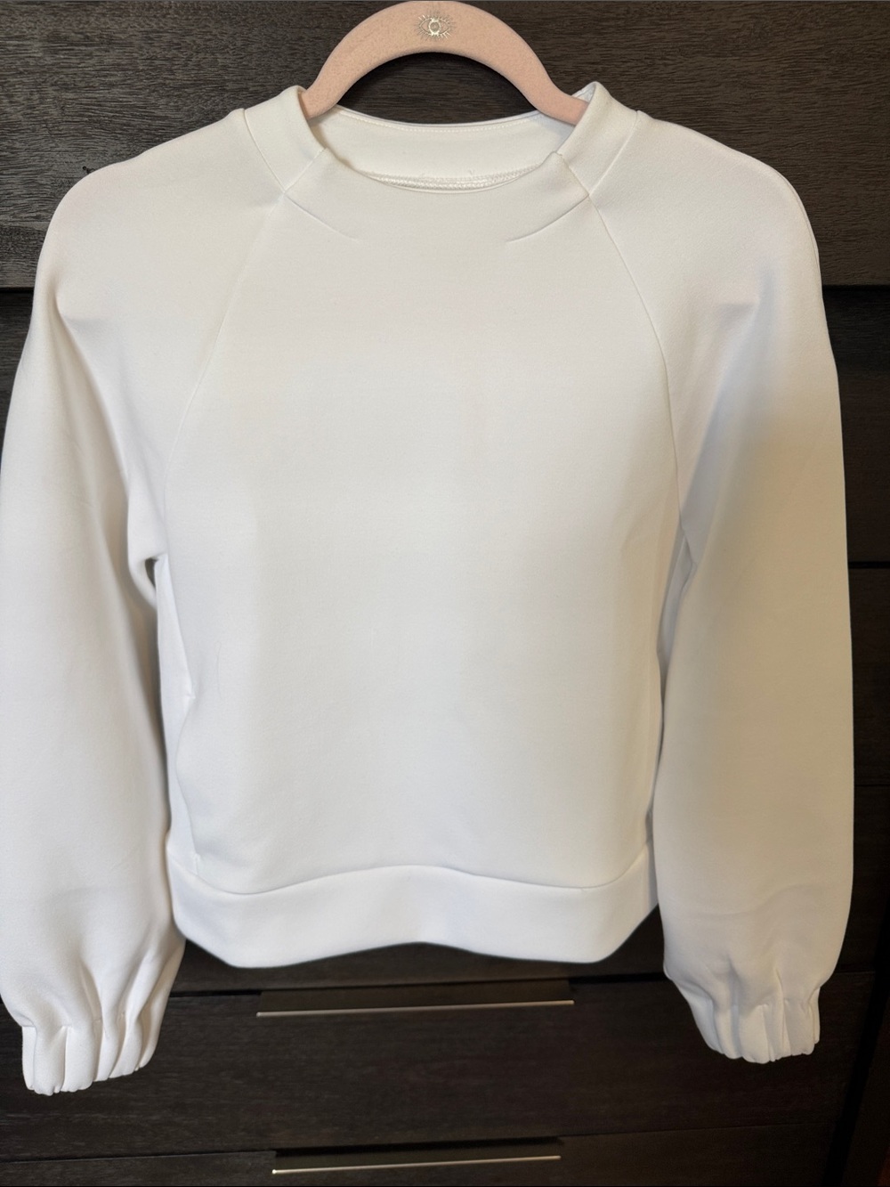 Women’s White Crewneck Sweatshirt - Minimal Raglan Pullover
